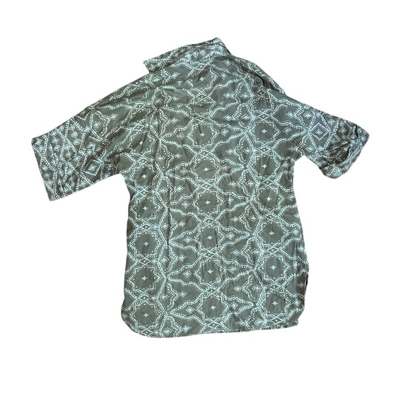 Omika Cotton Linen Blouse Size Small Green Blue Cotton Linen Top Tunic Boho - Picture 7 of 9